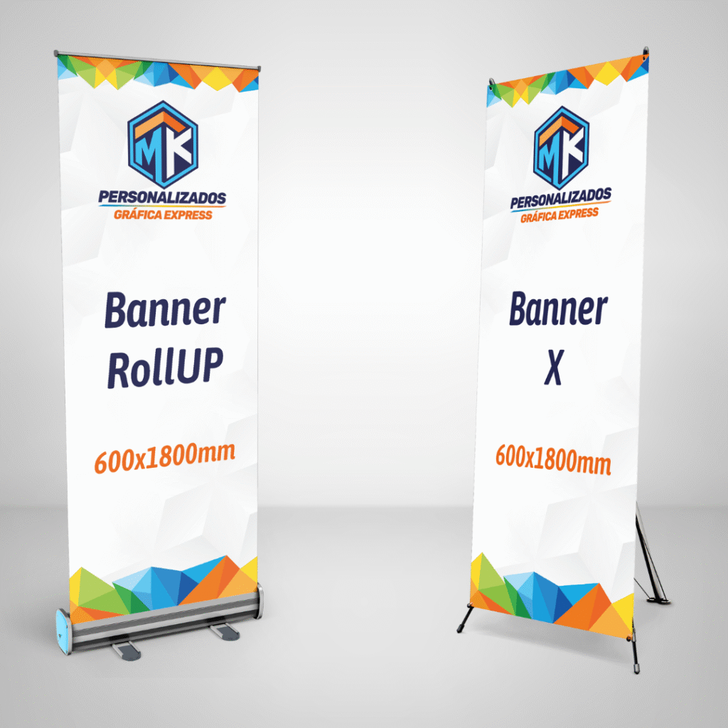 Stand banner personalizado com impressão em alta qualidade, ideal para feiras e eventos corporativos