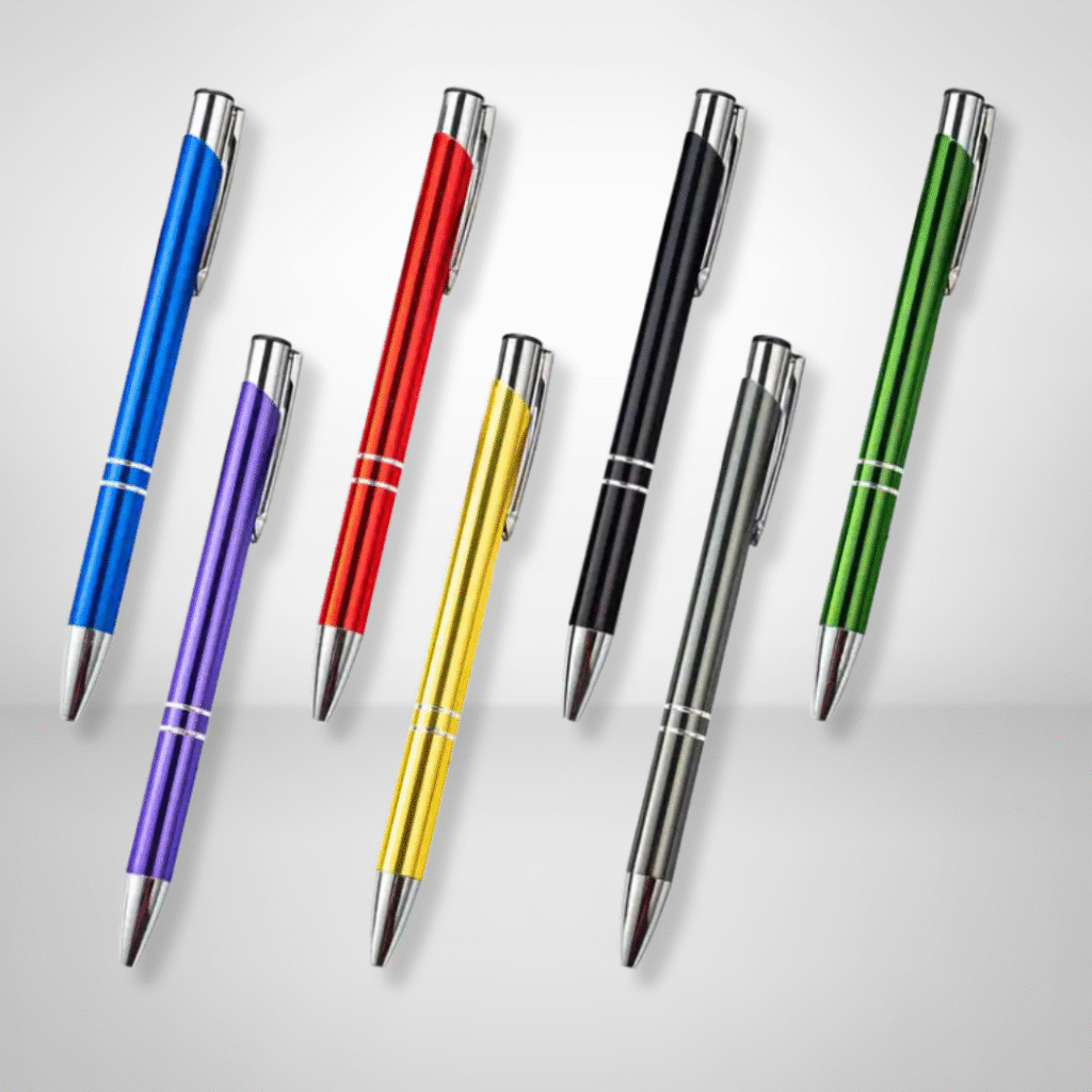 Caneta personalizada com nome ou logotipo, ideal como brinde promocional ou corporativo
